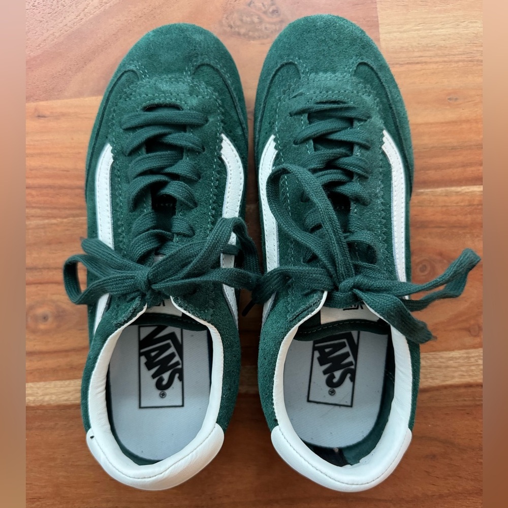 New Emerald Green Vans Super Lowpro Suede Sneakers